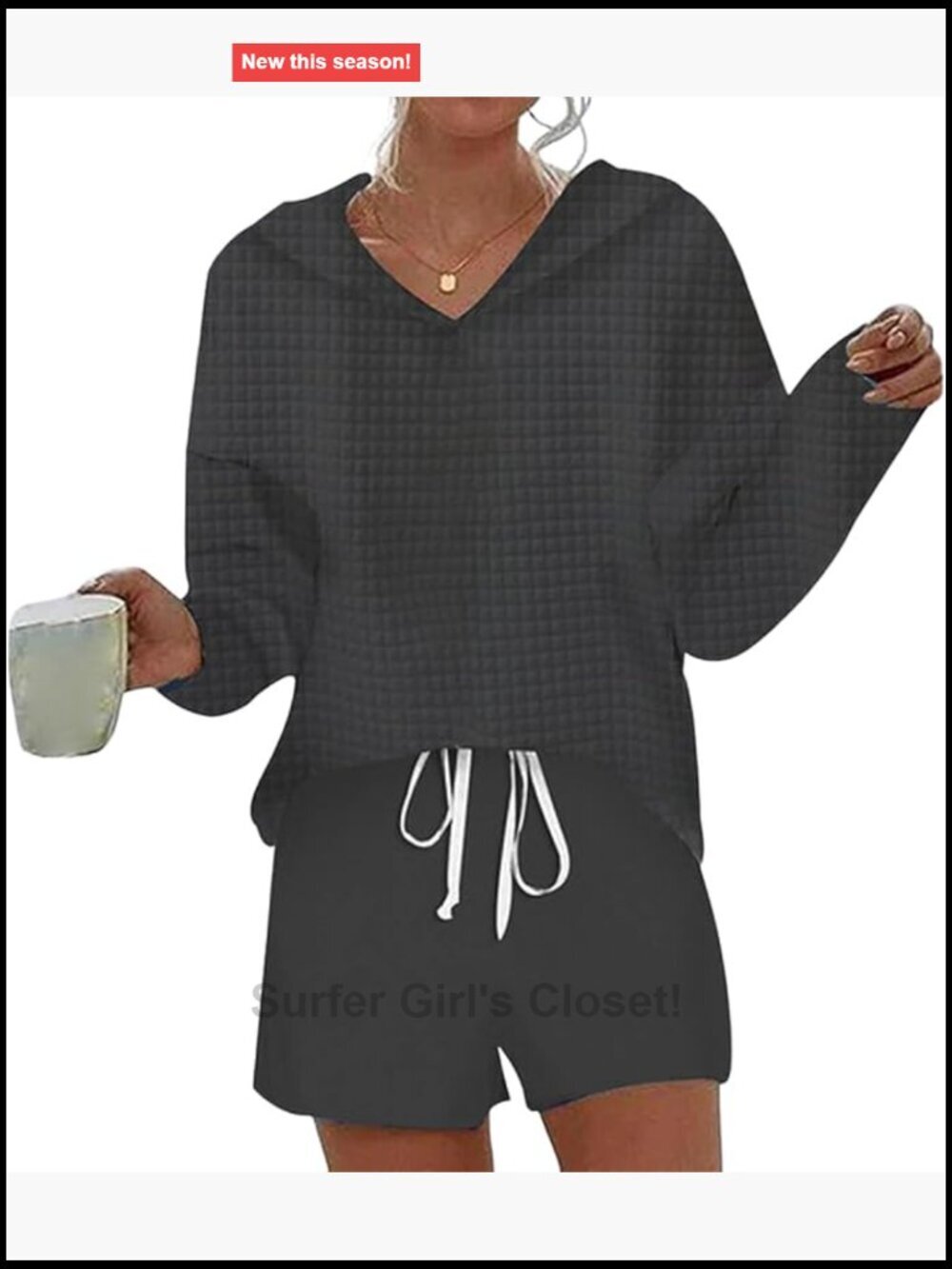 2 Piece Lounge Set Long Sleeve Hoodie with Shorts Travel Vacation Outfit